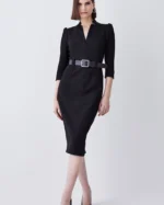 Karen Millen - Structured Crepe Belted Forever Midi Dress