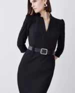 Karen Millen - Structured Crepe Belted Forever Midi Dress
