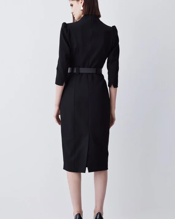 Karen Millen - Structured Crepe Belted Forever Midi Dress