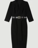Karen Millen - Structured Crepe Belted Forever Midi Dress