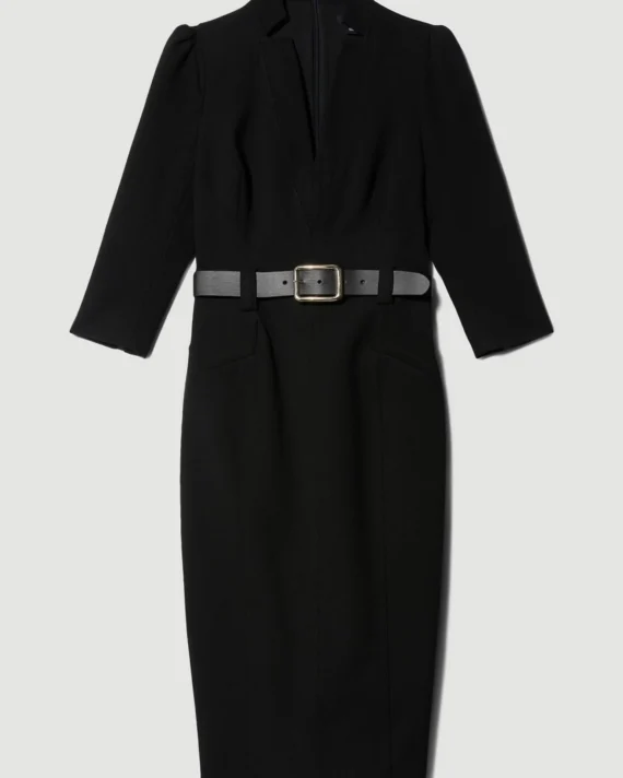 Karen Millen - Structured Crepe Belted Forever Midi Dress