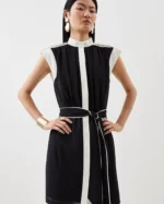 Karen Millen - Military Belted Woven Mini Dress