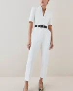 Structured Crepe Forever Belted Jumpsuit