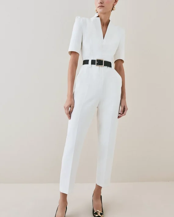 Structured Crepe Forever Belted Jumpsuit