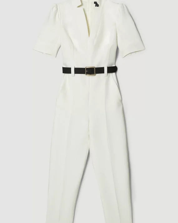 Structured Crepe Forever Belted Jumpsuit