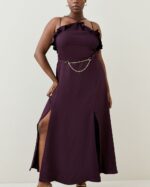 KAREN MILLEN Plus Size Utility Viscose Twill Halter Strappy Dress