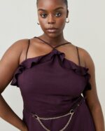 KAREN MILLEN Plus Size Utility Viscose Twill Halter Strappy Dress