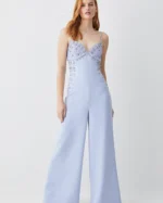 Embellished Strappy Wide Leg Woven Jumpsuit