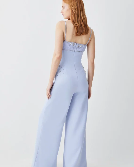 Embellished Strappy Wide Leg Woven Jumpsuit