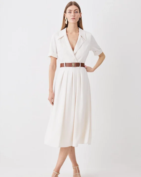 Soft Tailored Belted Midaxi Dress