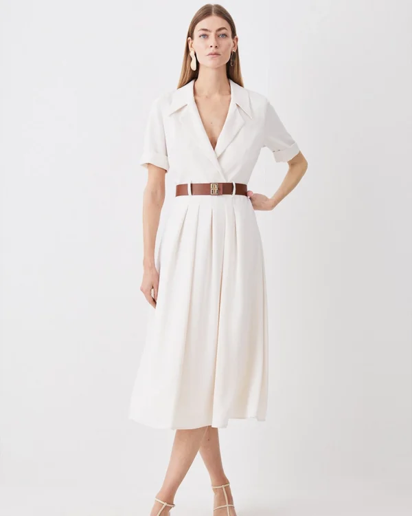 Soft Tailored Belted Midaxi Dress