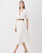 Soft Tailored Belted Midaxi Dress