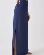 Linen Nautical Button Detail Midi Skirt