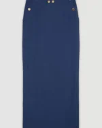 Linen Nautical Button Detail Midi Skirt