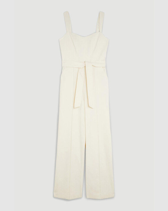 Karen Millen - Structured Stretch Sweetheart Neck Belted Jumpsuit