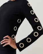 Karen Millen - Eyelet Trim Detail Jersey Top