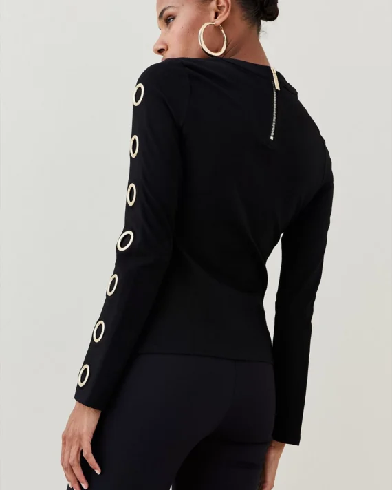 Karen Millen - Eyelet Trim Detail Jersey Top