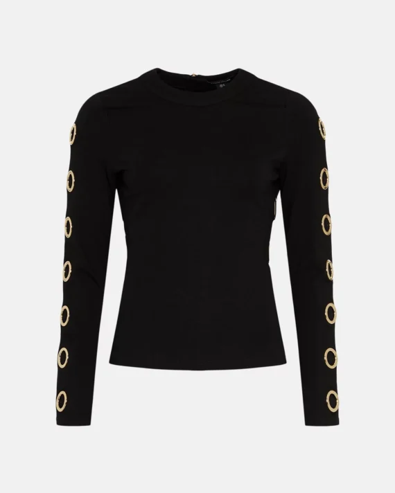 Karen Millen - Eyelet Trim Detail Jersey Top