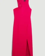 Karen Millen - Italian Structured Jersey Asymmetric Neck Line Midi Dress