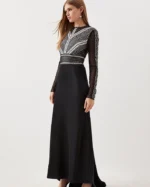 Karen Millen - Guipure Lace Satin Maxi Dress
