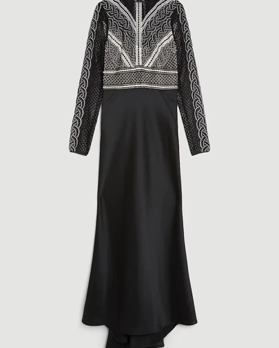 Karen Millen - Guipure Lace Satin Maxi Dress