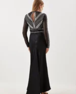 Karen Millen - Guipure Lace Satin Maxi Dress