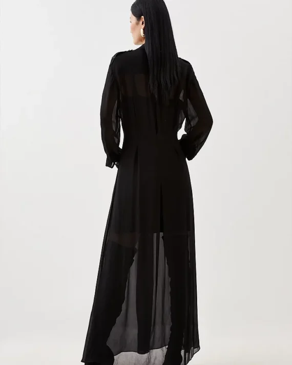 Petite Sheer Hoven Maxi Shirt Dress
