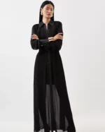 Petite Sheer Hoven Maxi Shirt Dress