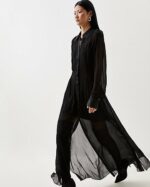 Petite Sheer Hoven Maxi Shirt Dress