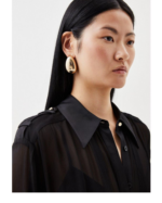 Petite Sheer Hoven Maxi Shirt Dress
