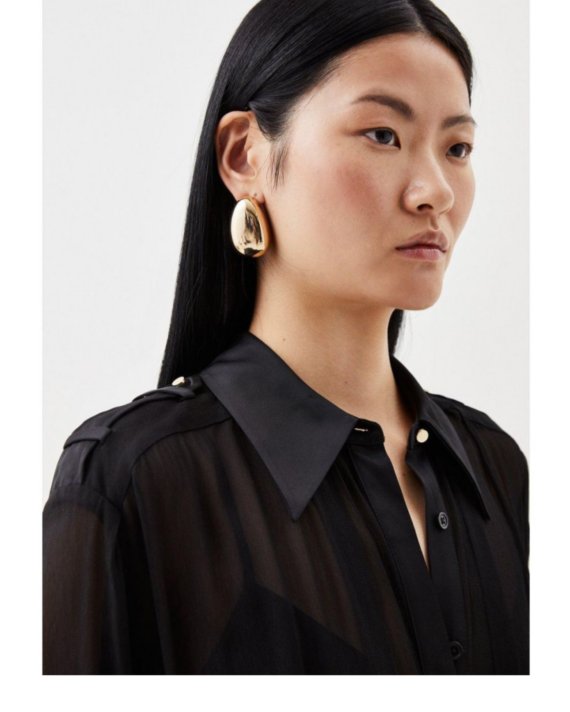 Petite Sheer Hoven Maxi Shirt Dress