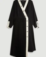 Plus Size Twill Pleated Woven Midi Dress
