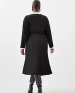 Plus Size Twill Pleated Woven Midi Dress