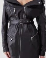 Leather Off The Shoulder Sleeved Biker Mini Dress