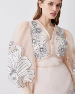 Applique Organdie Woven Maxi Dress