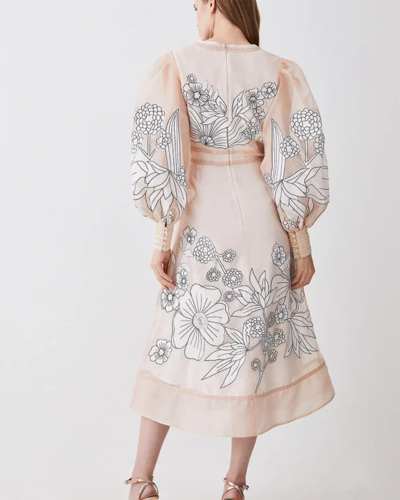 Applique Organdie Woven Maxi Dress