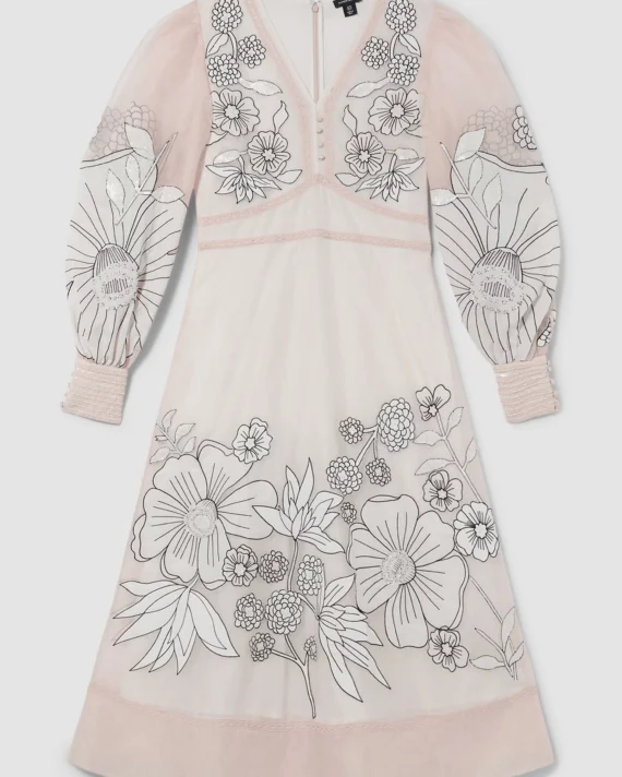 Applique Organdie Woven Maxi Dress