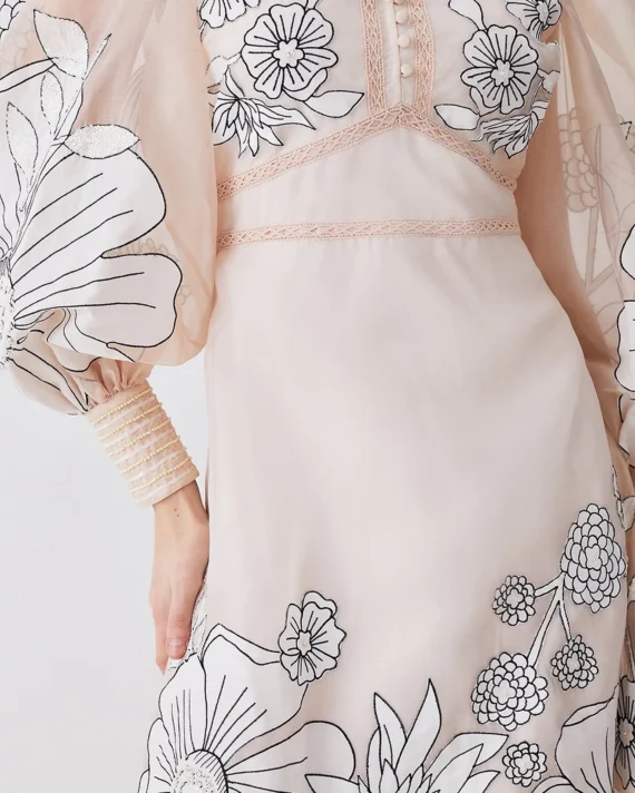 Applique Organdie Woven Maxi Dress