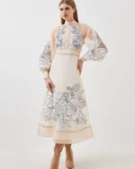 Applique Organdie Woven Maxi Dress