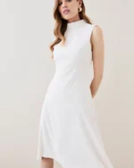 Petite Soft Tailored High Low Midi Dress