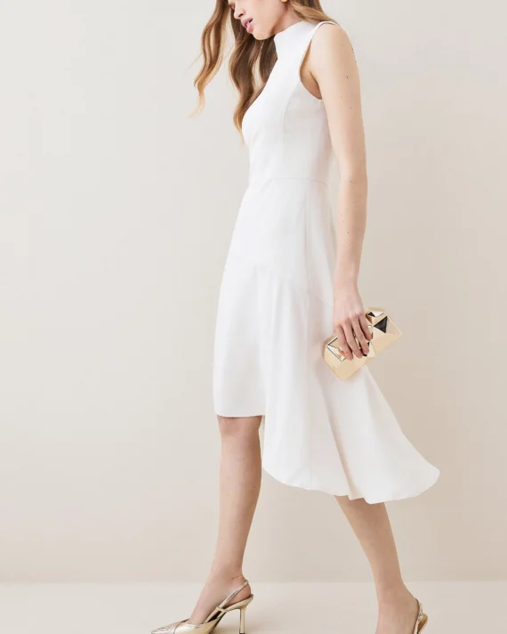 Petite Soft Tailored High Low Midi Dress
