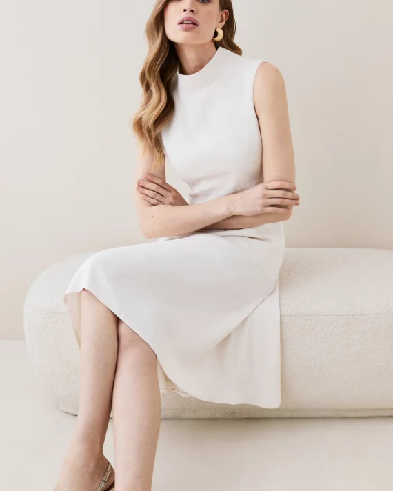 Petite Soft Tailored High Low Midi Dress