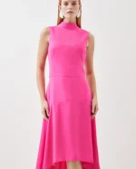 Soft Tailored High Low Midi Dress