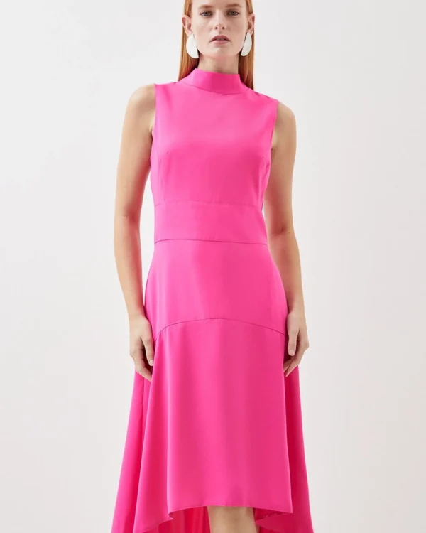 Soft Tailored High Low Midi Dress