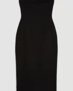 The Founder Compact Stretch Viscose Bandeau Pencil Tailored Midi Dress