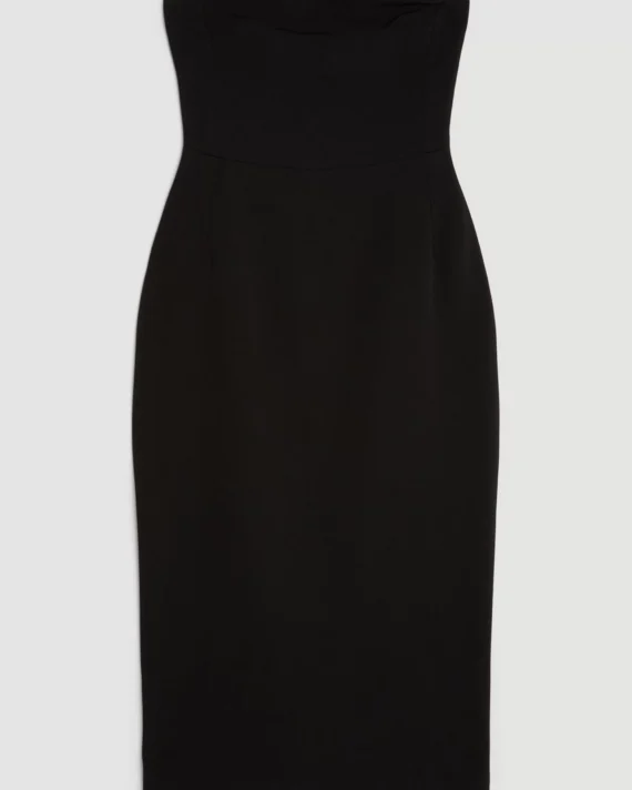 The Founder Compact Stretch Viscose Bandeau Pencil Tailored Midi Dress