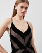 Fringed Velvet Devore Woven Maxi Dress