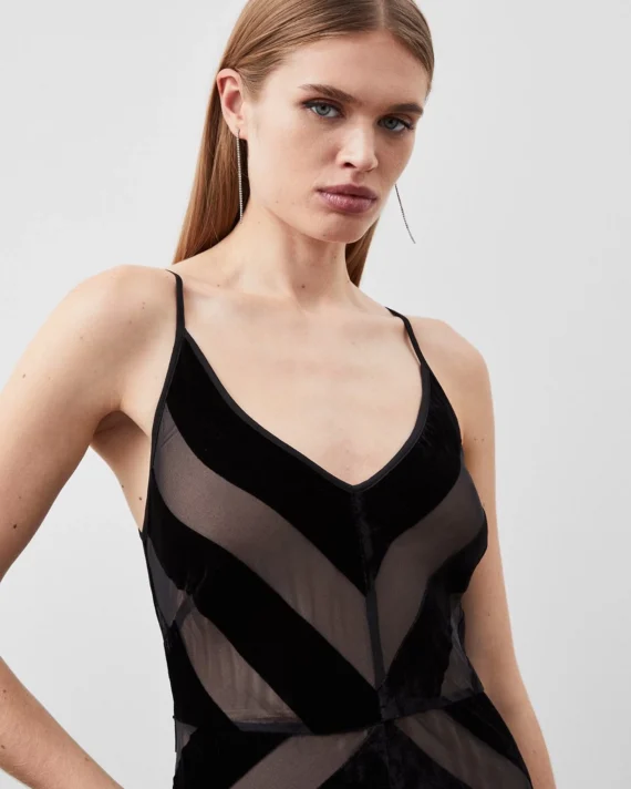 Fringed Velvet Devore Woven Maxi Dress