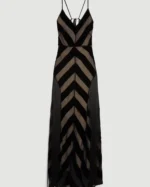 Fringed Velvet Devore Woven Maxi Dress