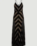 Fringed Velvet Devore Woven Maxi Dress